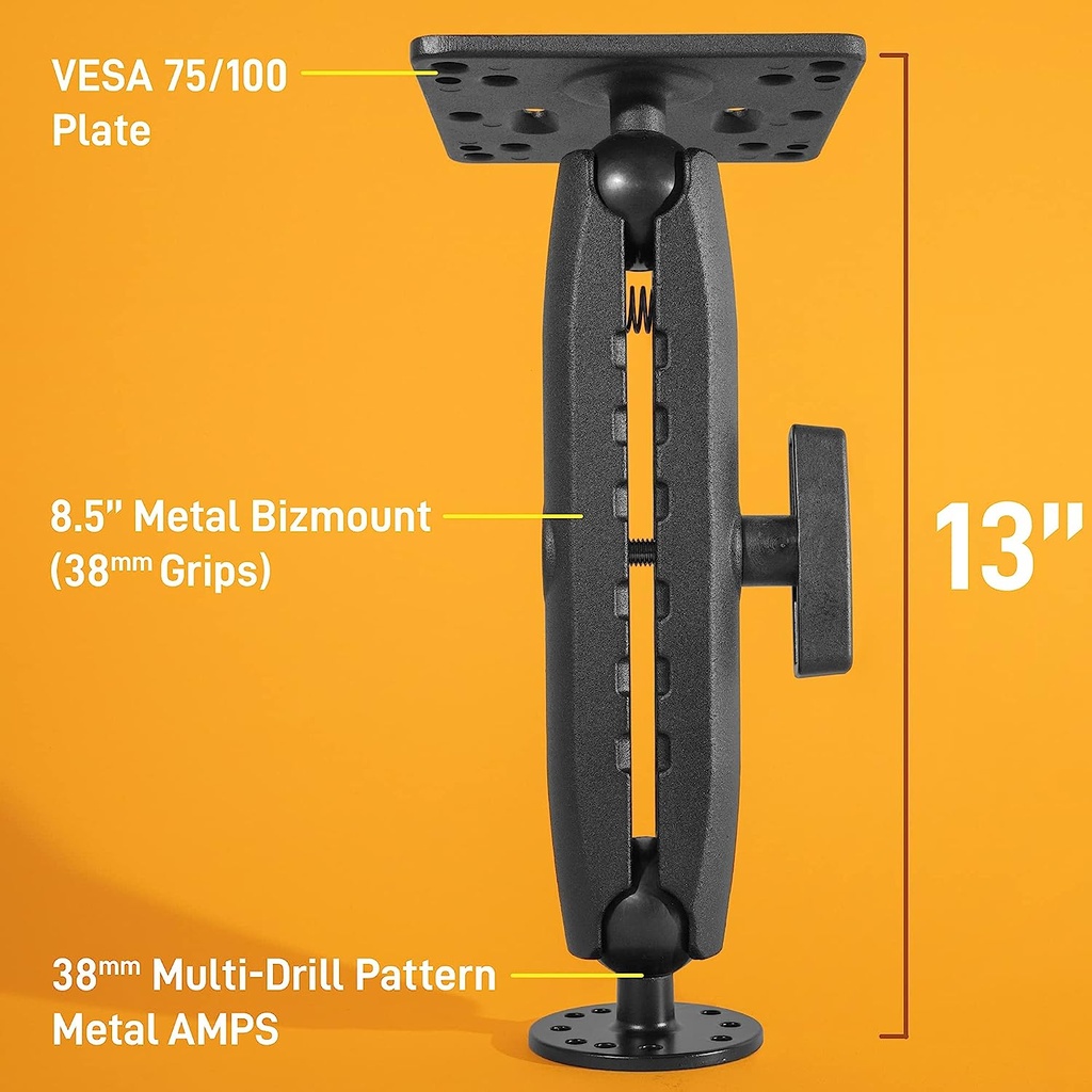 iBOLT 38mm / 1.5 inch Metal AMPS to VESA 75 x 75 / VESA 100 x 100 Mount for Monitors, displays, or tv‚Äôs