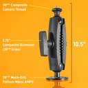iBolt 38mm / 1.5 inch Metal Circular AMPS Pattern to ¼ 20” Composite Camera Screw Dual Ball Mount- Featuring a 5.75-inch Composite 38mm Bizmount Ar