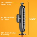 iBolt 38mm / 1.5 inch Metal Circular AMPS Pattern to ¼ 20” Composite Camera Screw Dual Ball Mount- Featuring a 8.5-inch Metal 38mm Bizmount Arm