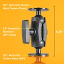 iBolt 38mm / 1.5 inch Metal Circular AMPS Pattern to ¼ 20” Metal Camera Screw Dual Ball Mount