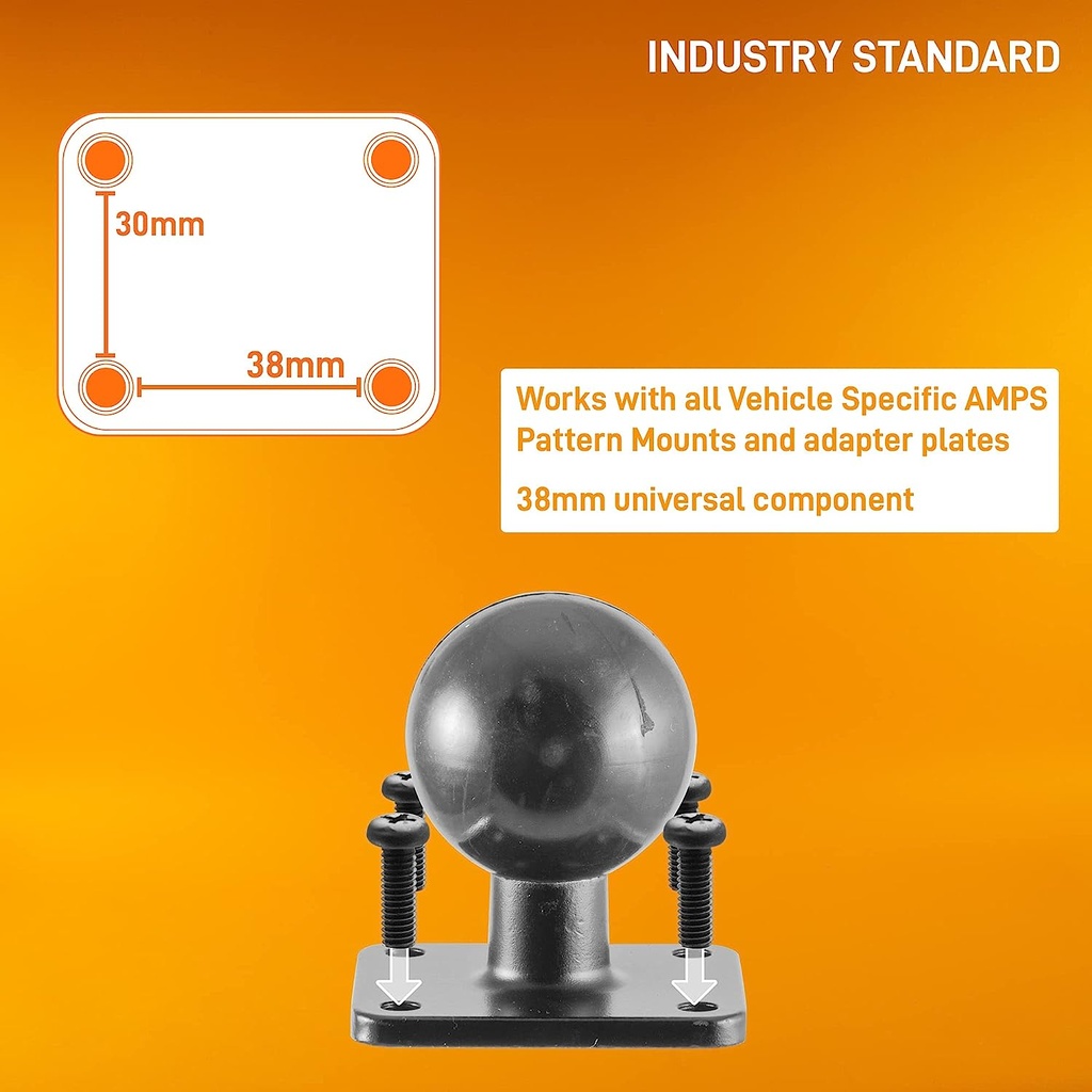 iBOLT 38mm / 1.5 inch Metal Rectangular AMPS Pattern to VESA 75 x 75 Dual Ball Mount for Monitors, displays, or tv‚Äôs