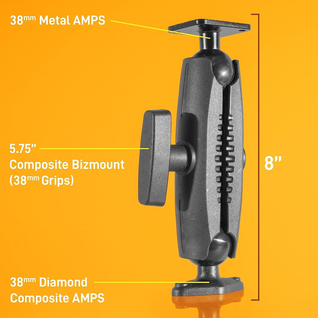 iBOLT 38mm / 1.5 inch Metal Rectangular AMPS to Composite Diamond AMPS Drill Base Mount