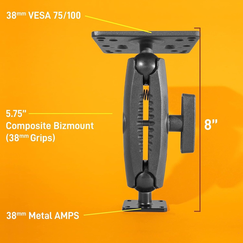 iBOLT 38mm / 1.5 inch Metal Rectangular AMPS to VESA 75 x 75 / VESA 100 x 100 Mount