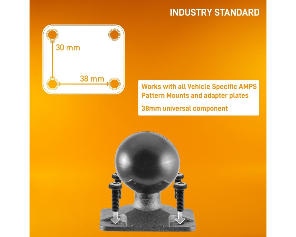 iBOLT 38mm / 1.5 inch Composite Rectangular AMPS Pattern to Composite Diamond AMPS Pattern Drill Base Mount