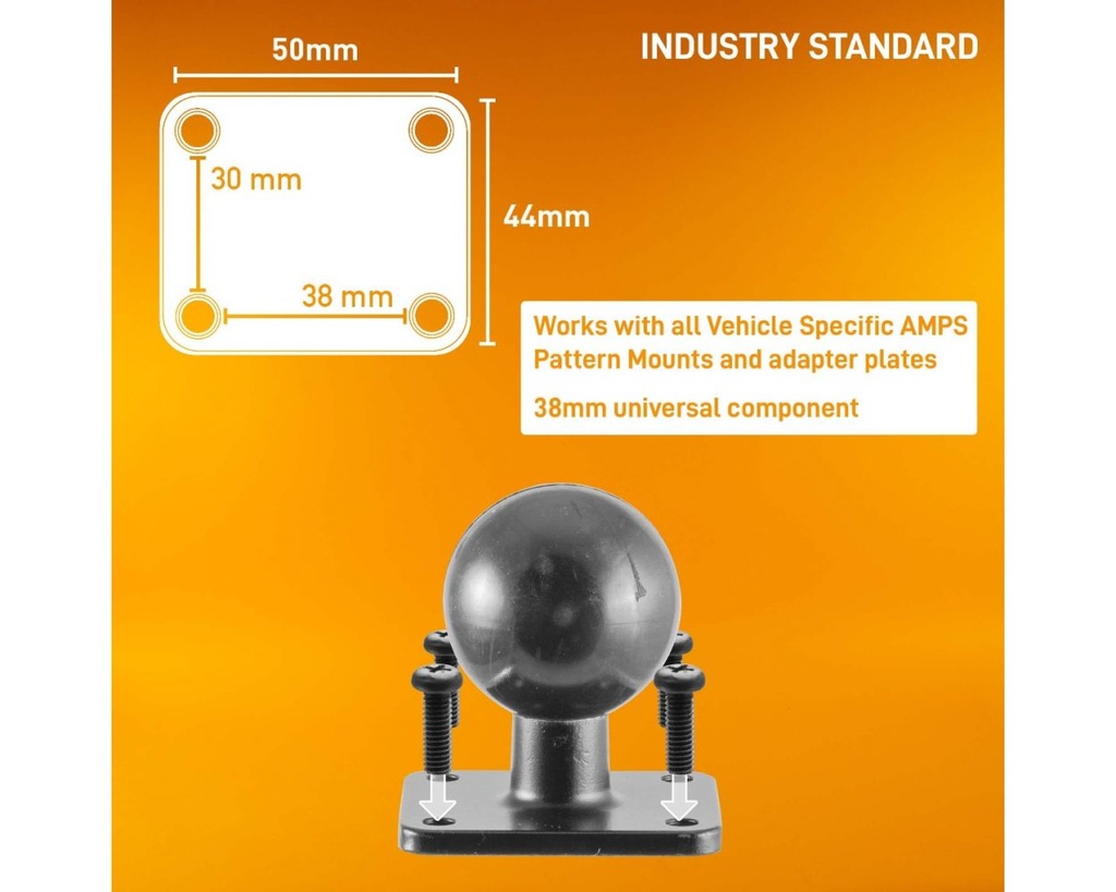 iBOLT 38mm / 1.5 inch Metal Rectangular AMPS Pattern to Composite Diamond AMPS Pattern Drill Base