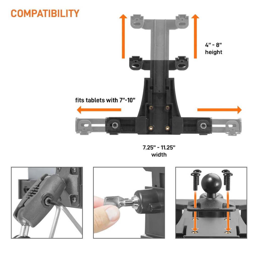 iBOLT Dock’n Lock Point of Purchase Locking Drill Base Mount - with 3 Tablet Holders