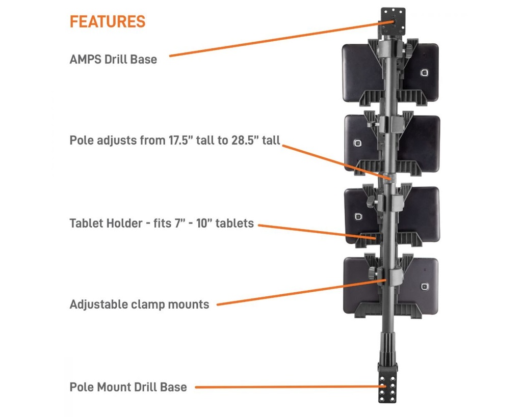 iBOLT TabDock Point of Purchase Wall Mount - with 4 Tablet Holders