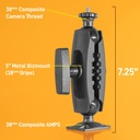 iBolt 38mm / 1.5 inch Composite Rectangular AMPS Pattern to ¼ 20” Composite Camera Screw Dual Ball Mount