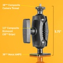 iBolt 38mm / 1.5 inch Metal Rectangular AMPS Pattern to ¼ 20” Composite Camera Screw Dual Ball Mount