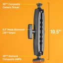 iBolt 38mm / 1.5 inch Composite Diamond AMPS Pattern to ¼ 20” Composite Camera Screw Dual Ball Mount