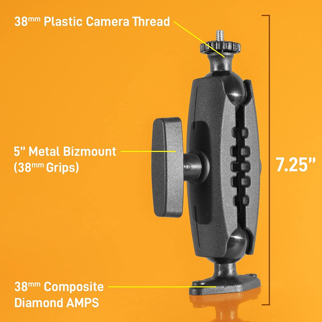 iBolt 38mm / 1.5 inch Composite Diamond AMPS Pattern to ¼ 20” Composite Camera Screw Dual Ball Mount