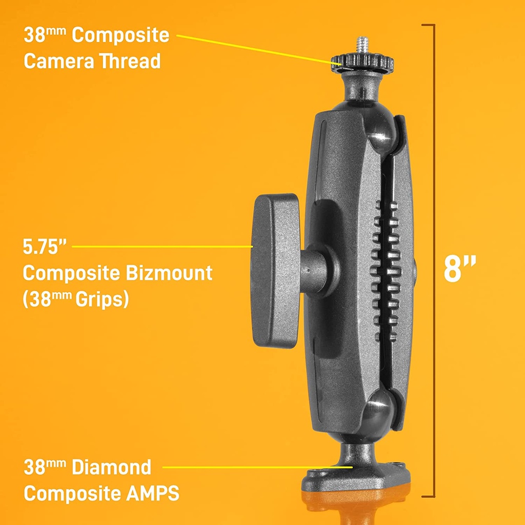 iBolt 38mm / 1.5 inch Composite Diamond AMPS Pattern to ¼ 20” Composite Camera Screw Dual Ball Mount