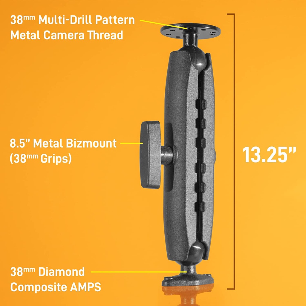 iBolt 38mm / 1.5 inch Composite Diamond AMPS Pattern to ¼ 20” Metal Camera Screw Dual Ball Mount