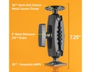 iBolt 38mm / 1.5 inch Composite Rectangular AMPS Pattern to ¼ 20” Metal Camera Screw Dual Ball Mount