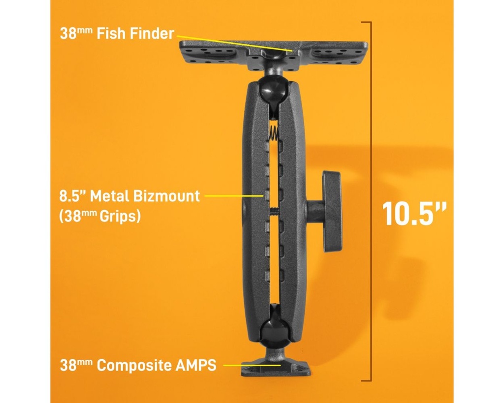 iBOLT 38mm / 1.5 inch Composite Universal Marine Electronic Fish Finder to Composite AMPS Drill Base Mount