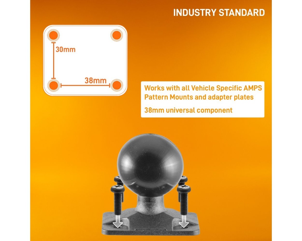 iBOLT 38mm / 1.5 inch Composite Universal Marine Electronic Fish Finder to Composite AMPS Drill Base Mount