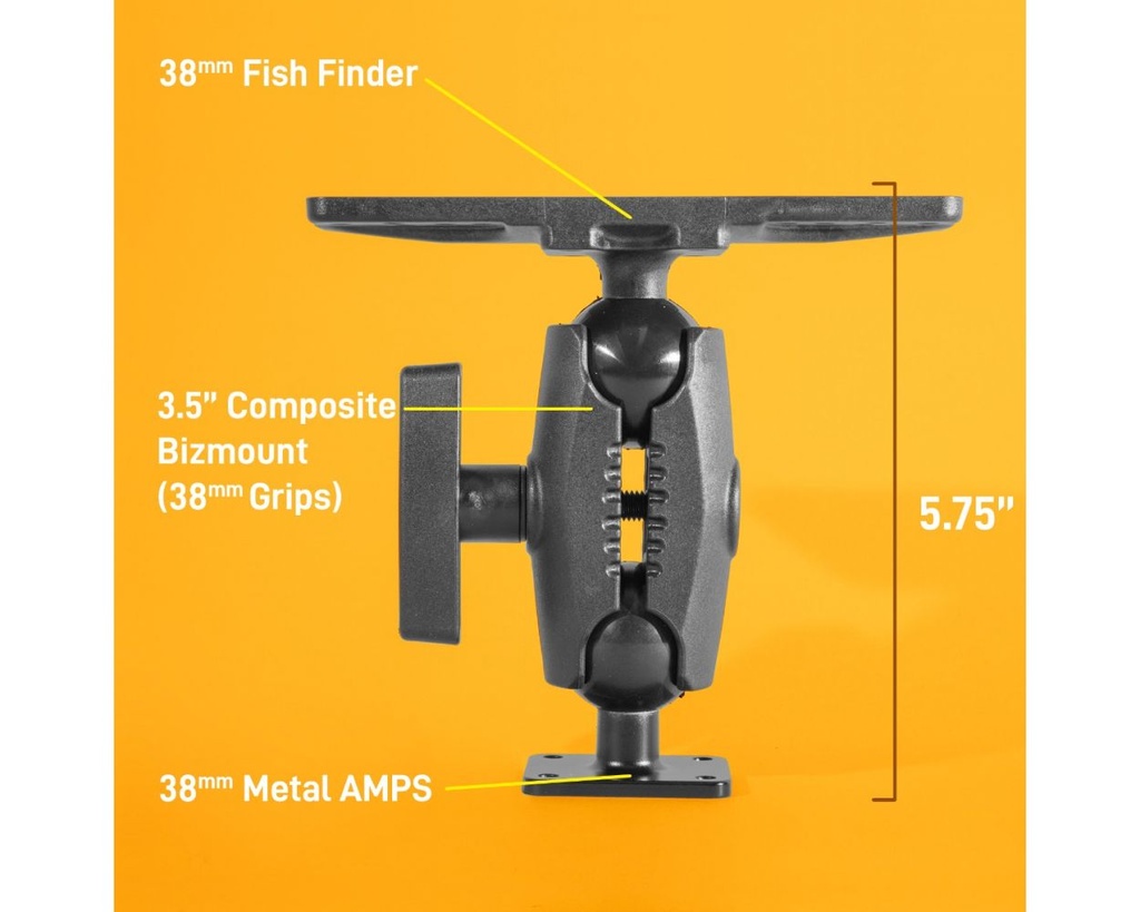 iBOLT 38mm / 1.5 inch Composite Universal Marine Fish Finder to Aluminum AMPS Drill Base Mount