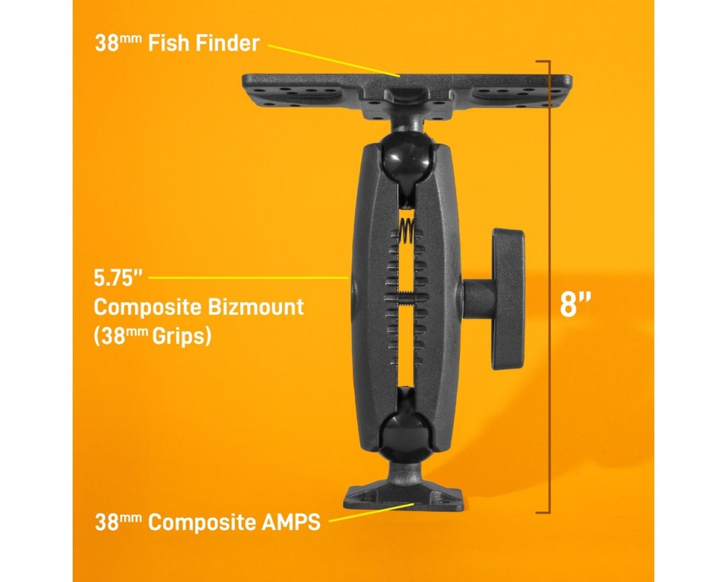 iBOLT 38mm / 1.5 inch Composite Universal Marine Fish Finder to Composite AMPS Drill Base Mount