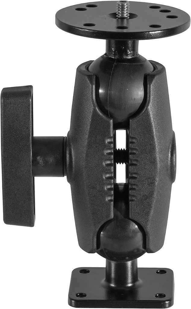 iBolt 38mm / 1.5 inch Metal Rectangular AMPS Pattern to ¼ 20” Metal Camera Screw Dual Ball Mount- Featuring a 3.5-inch Composite 38mm Bizmount Arm