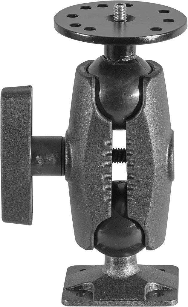 iBolt 38mm / 1.5 inch Composite Rectangular AMPS Pattern to ¼ 20” Metal Camera Screw Dual Ball Mount- Featuring a 3.5-inch Composite 38mm Bizmount Arm