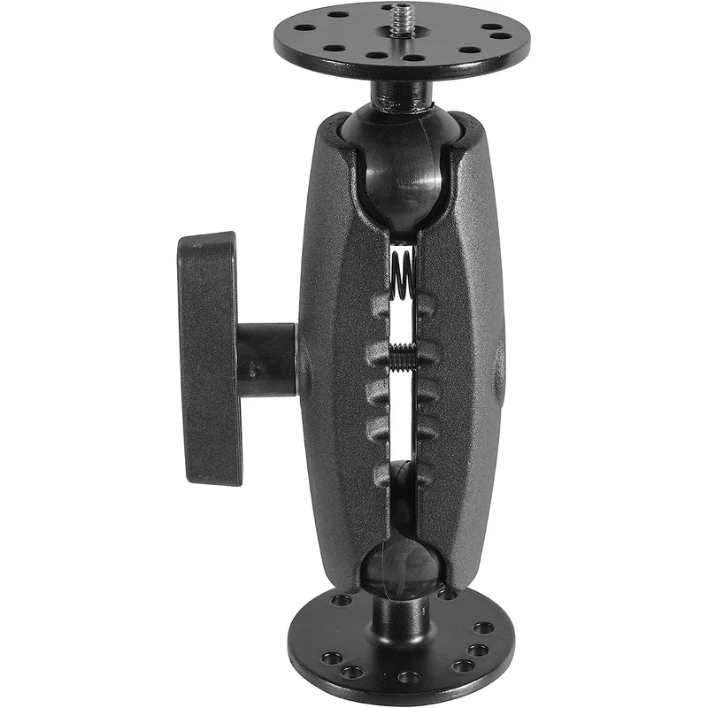 iBolt 38mm / 1.5 inch Metal Circular AMPS Pattern to ¼ 20” Metal Camera Screw Dual Ball Mount- Featuring a 5-inch Aluminum 38mm Bizmount Arm