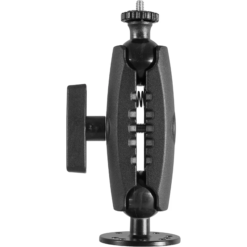 [IBAMPS-34250] iBolt 38mm / 1.5 inch Metal Circular AMPS Pattern to ¼ 20” Composite Camera Screw Dual Ball Mount- Featuring a 5-inch Metal 38mm Bizmount Arm