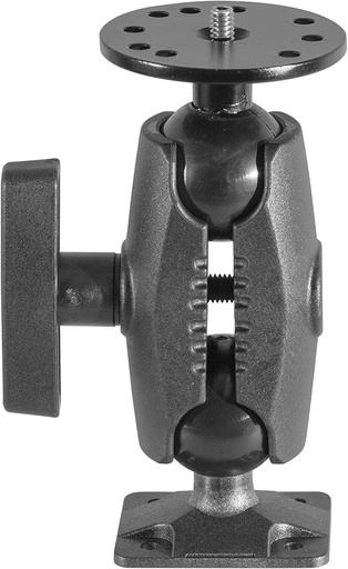 [IBAMPS-34214] iBolt 38mm / 1.5 inch Composite Rectangular AMPS Pattern to ¼ 20” Metal Camera Screw Dual Ball Mount- Featuring a 3.5-inch Composite 38mm Bizmount Arm