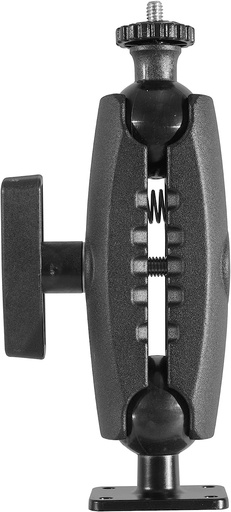 [IBAMPS-34242] iBolt 38mm / 1.5 inch Metal Rectangular AMPS Pattern to ¼ 20” Composite Camera Screw Dual Ball Mount- Featuring a 5-inch Metal 38mm Bizmount Arm